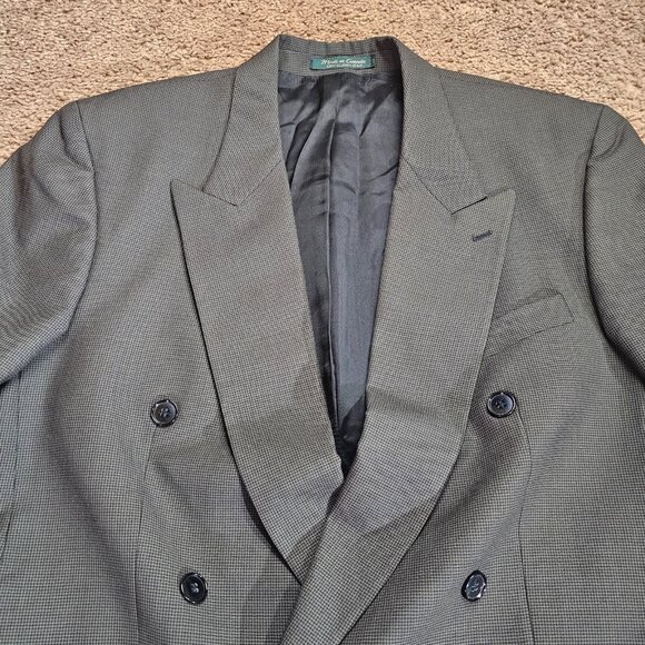 Vintage Brandini for Foley's Blazer Mens 44R Double Breasted Wool Sport Coat - Picture 4 of 12